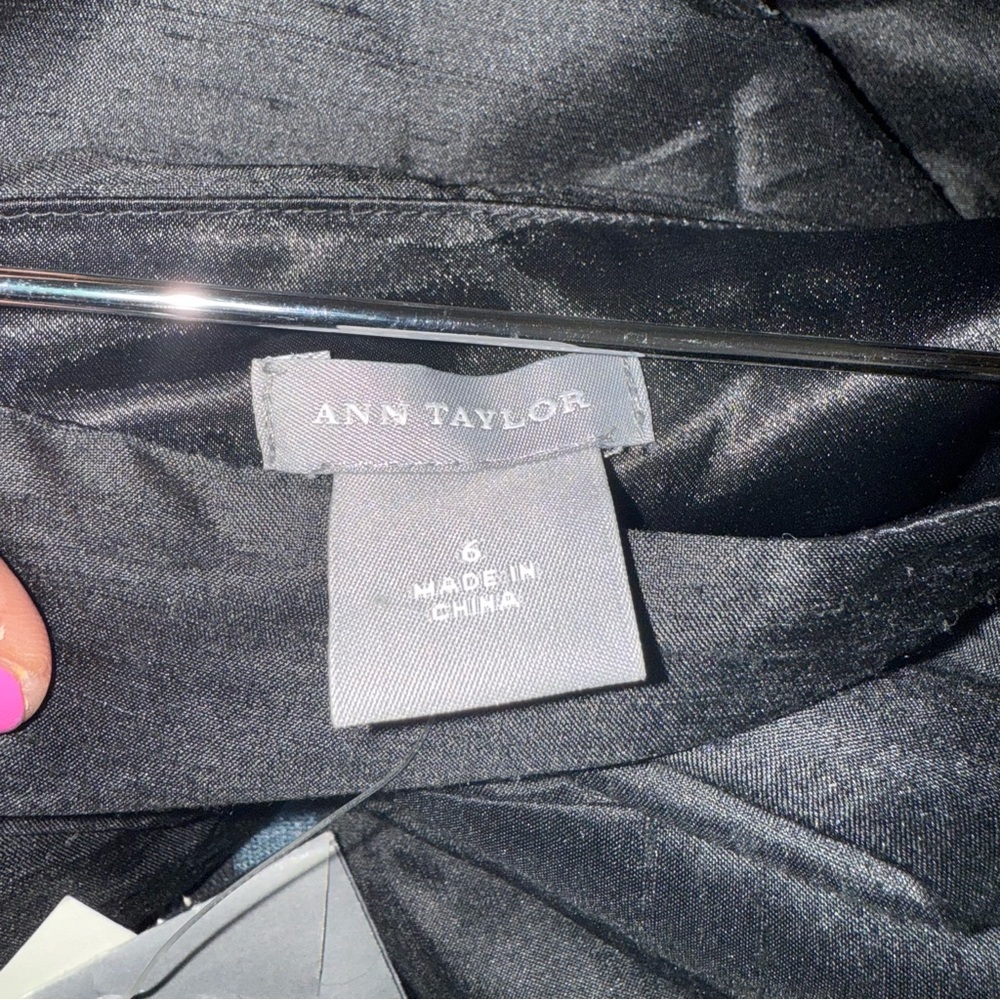 Ann Taylor Black Strapless Pleated A-line Dress - Picture 6 of 16